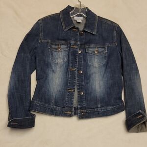 LOFT Women's Dark Blue Washed Denim Jacket